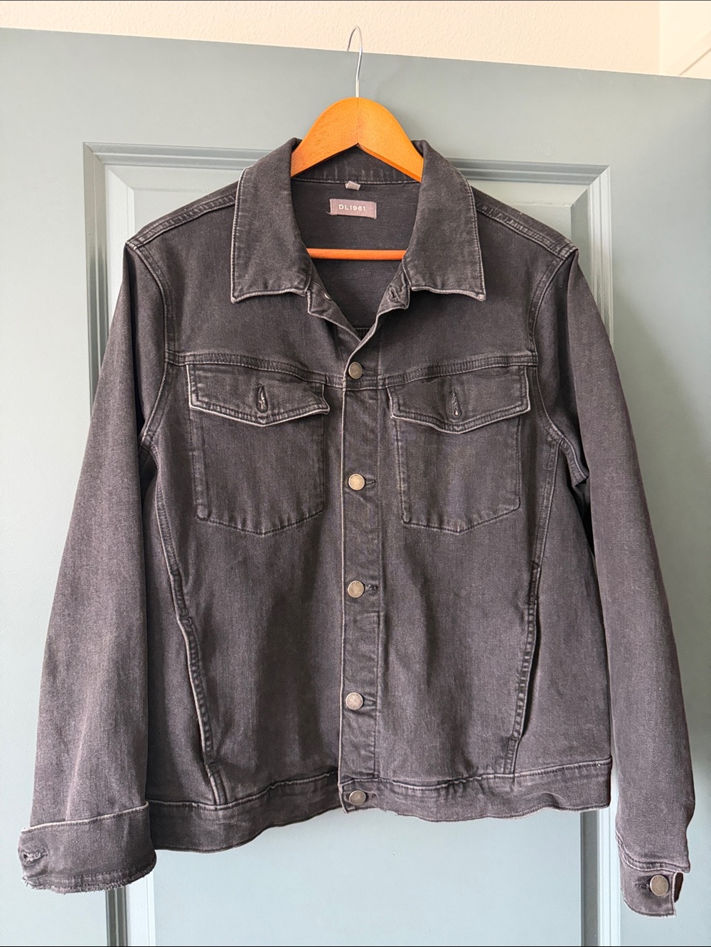 Oversized Washed Black Denim Jacket
